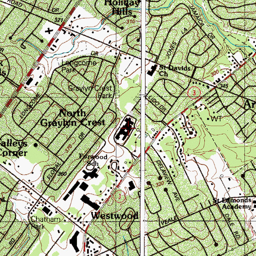 Topographic Map of Forwood Junior High School, DE