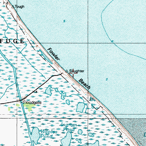 Topographic Map of Fowler Beach, DE