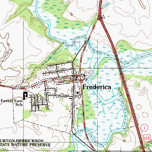 Topographic Map of Frederica, DE