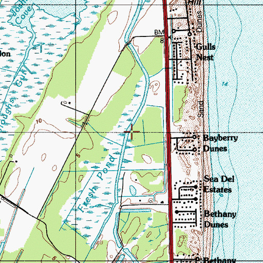 Topographic Map of Fresh Pond, DE