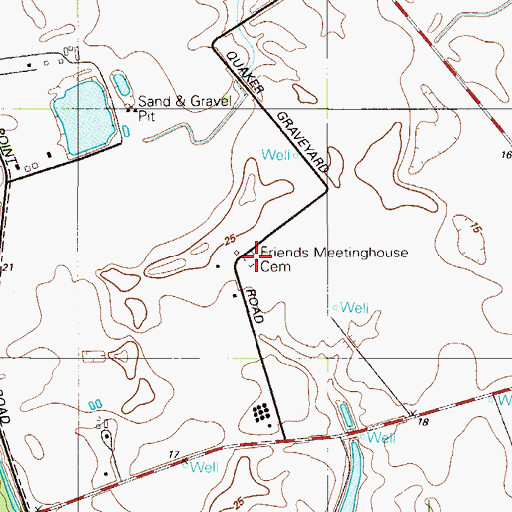 Topographic Map of Friends Meetinghouse Cemetery, DE