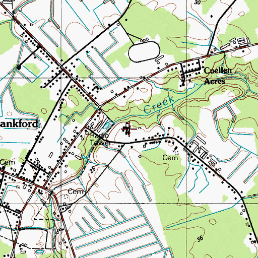 Topographic Map of Frankford Elementary School, DE