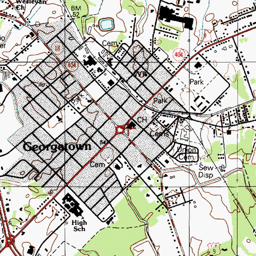 Topographic Map of Georgetown, DE