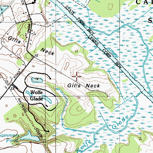 Topographic Map of Gills Neck, DE