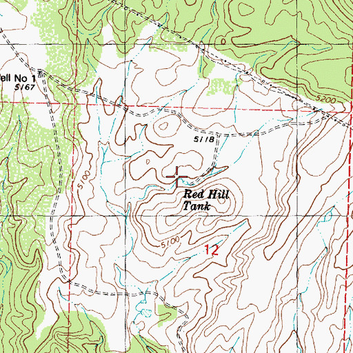Topographic Map of Red Hill Tank, AZ