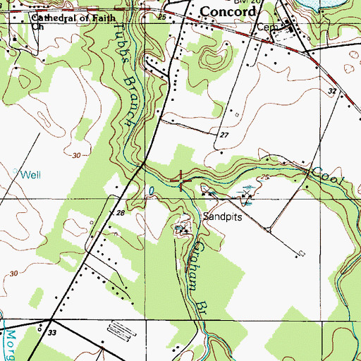 Topographic Map of Graham Branch, DE