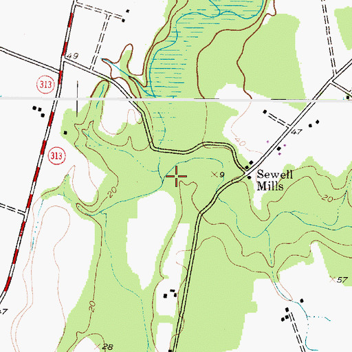 Topographic Map of Gravelly Branch, DE