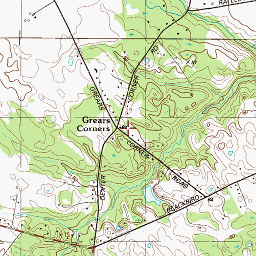 Topographic Map of Grears Corners, DE