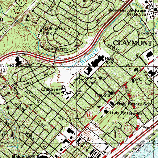 Topographic Map of Green Saint School, DE