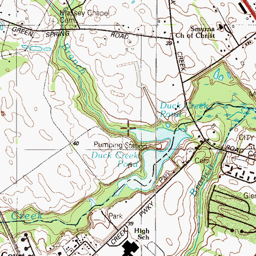 Topographic Map of Green Spring Branch, DE