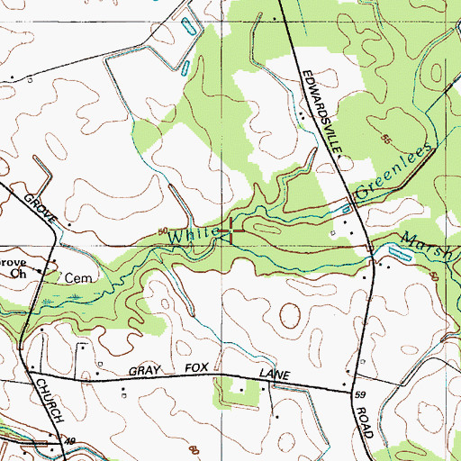 Topographic Map of Greenlees Ditch, DE