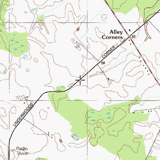 Topographic Map of Greens Branch, DE