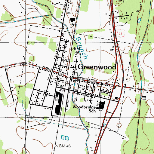 Topographic Map of Greenwood, DE