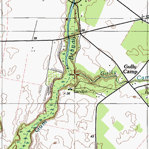 Topographic Map of Gully Camp Ditch, DE