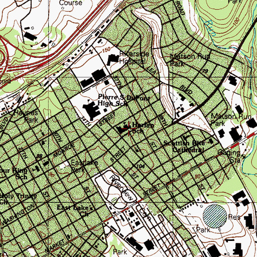 Topographic Map of David W Harlan Elementary School, DE