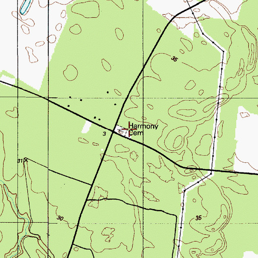 Topographic Map of Harmony Cemetery, DE