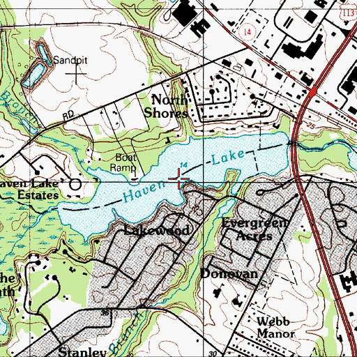 Topographic Map of Haven Lake, DE
