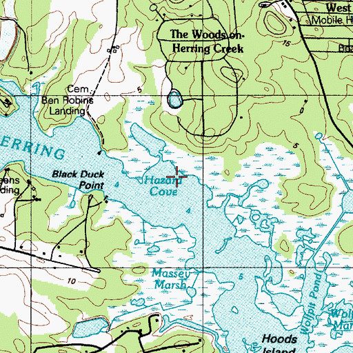 Topographic Map of Hazard Cove, DE