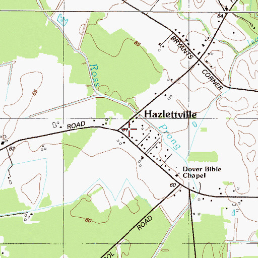 Topographic Map of Hazlettville, DE