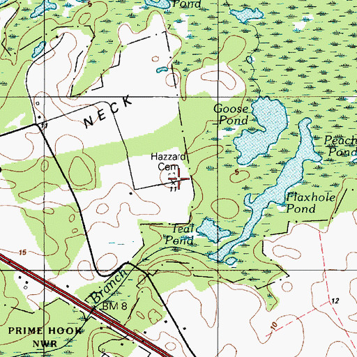 Topographic Map of Hazzard Cemetery, DE