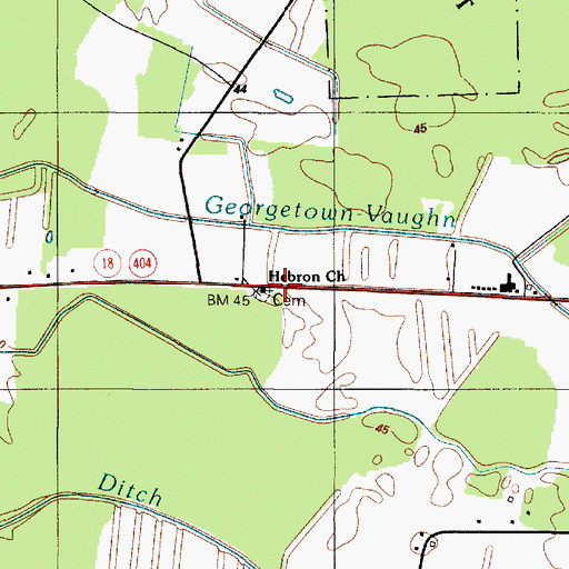 Topographic Map of Hebron Church, DE