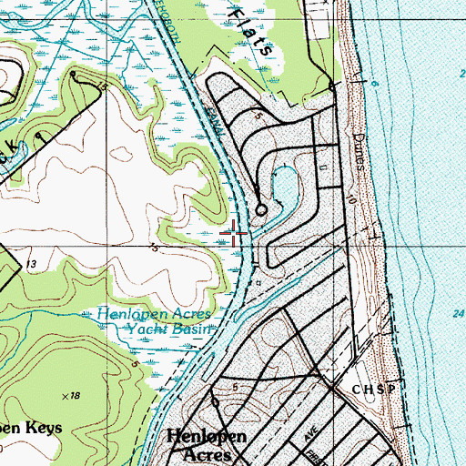 Topographic Map of Henlopen Acres Yacht Basin, DE