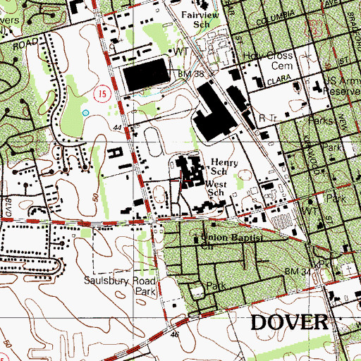 Topographic Map of William Henry Middle School, DE