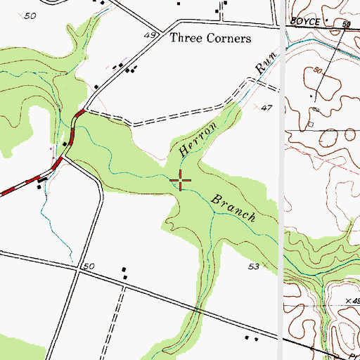 Topographic Map of Herron Run, DE