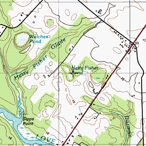 Topographic Map of Hetty Fisher Pond, DE