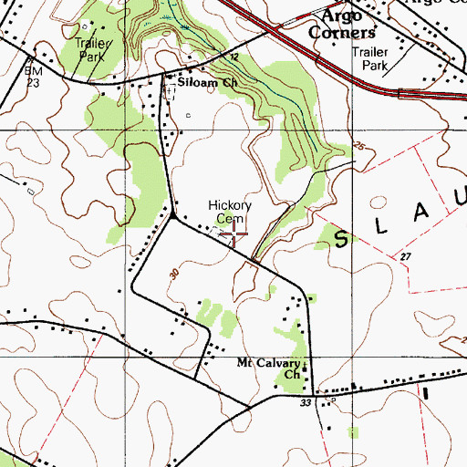 Topographic Map of Hickory Cemetery, DE