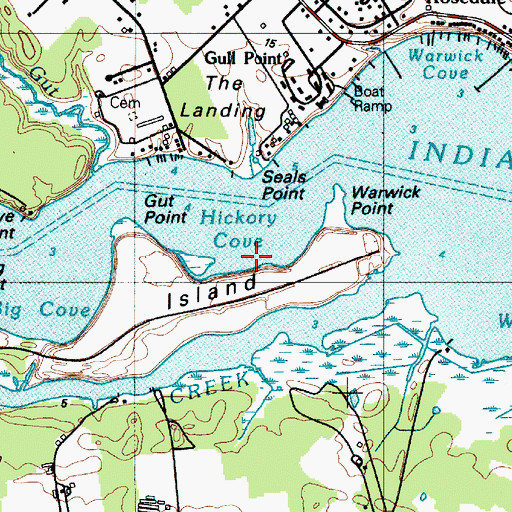 Topographic Map of Hickory Cove, DE