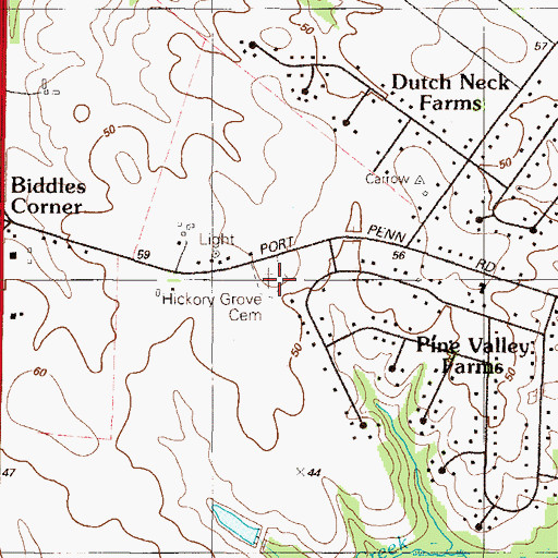 Topographic Map of Hickory Grove Cemetery, DE