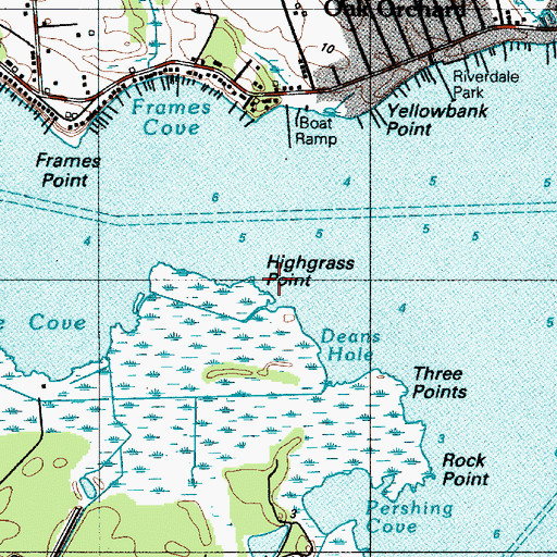 Topographic Map of Highgrass Point, DE