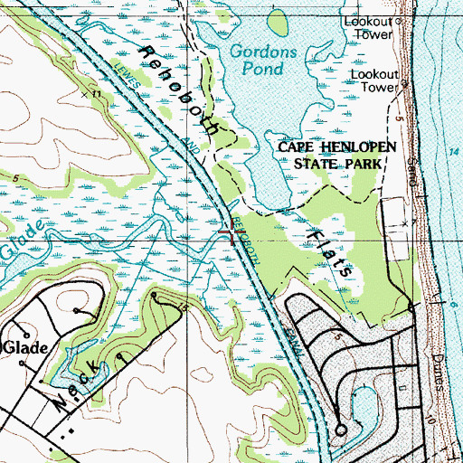 Topographic Map of Holland Glade, DE