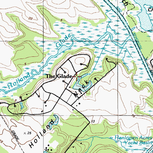 Topographic Map of Holland Neck, DE