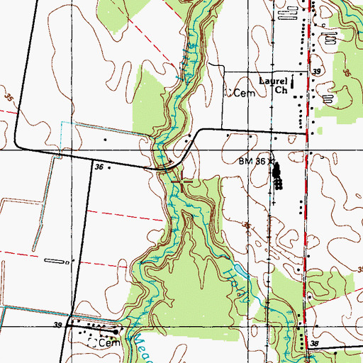 Topographic Map of Holly Branch, DE