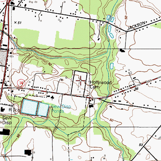 Topographic Map of Hollywood Cemetery, DE