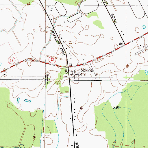 Topographic Map of Hopkins Cemetery, DE