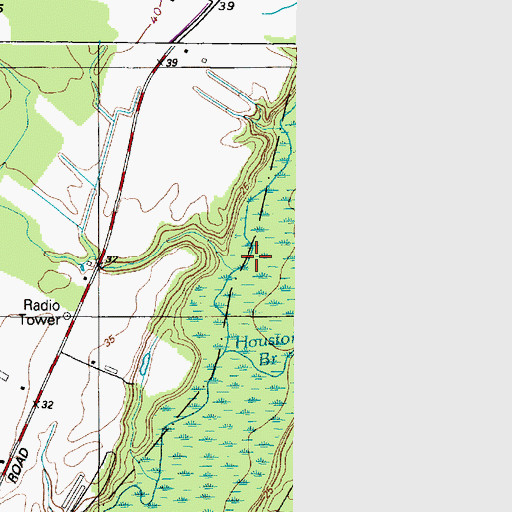 Topographic Map of Houston Branch, DE