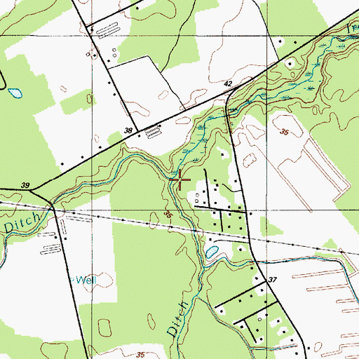 Topographic Map of Houston-Thorogood Ditch, DE