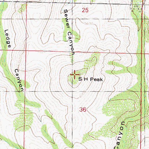 Topographic Map of S H Peak, AZ