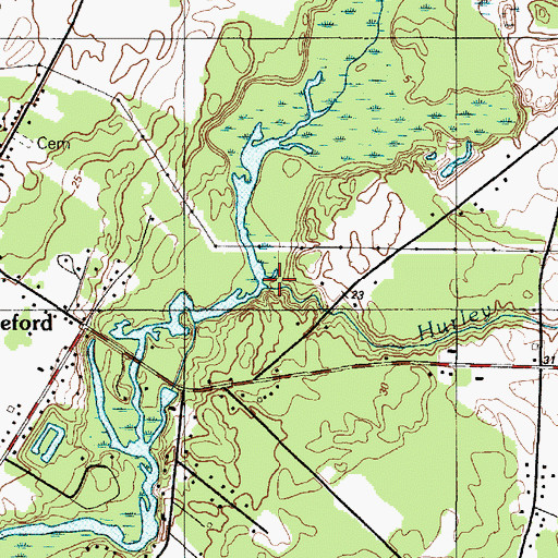 Topographic Map of Hurley Drain, DE