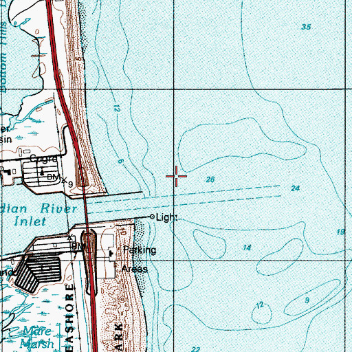 Topographic Map of Indian River Inlet, DE