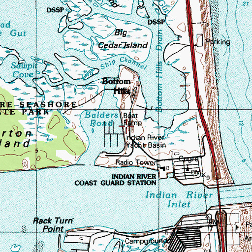 Topographic Map of Indian River Yacht Basin, DE
