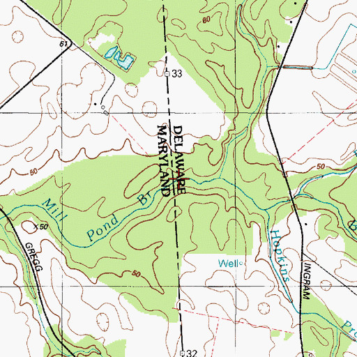 Topographic Map of Ingram Branch, DE