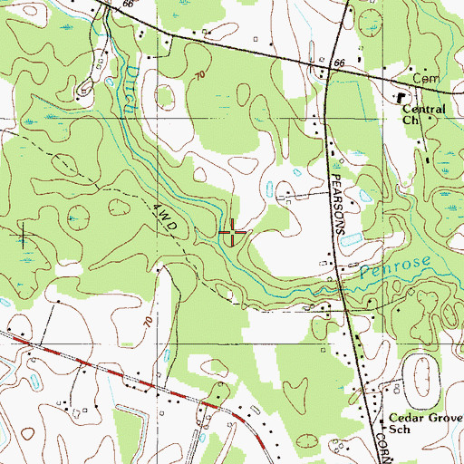 Topographic Map of Island Pond Marsh Ditch, DE