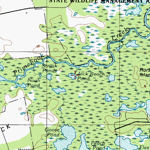 Topographic Map of Jack Roach Pond, DE