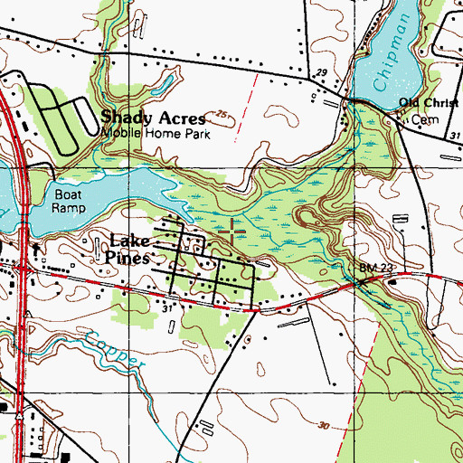 Topographic Map of James Branch, DE
