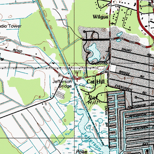 Topographic Map of Jefferson Bridge, DE