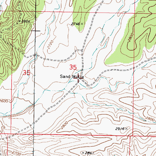 Topographic Map of Sand Well, AZ